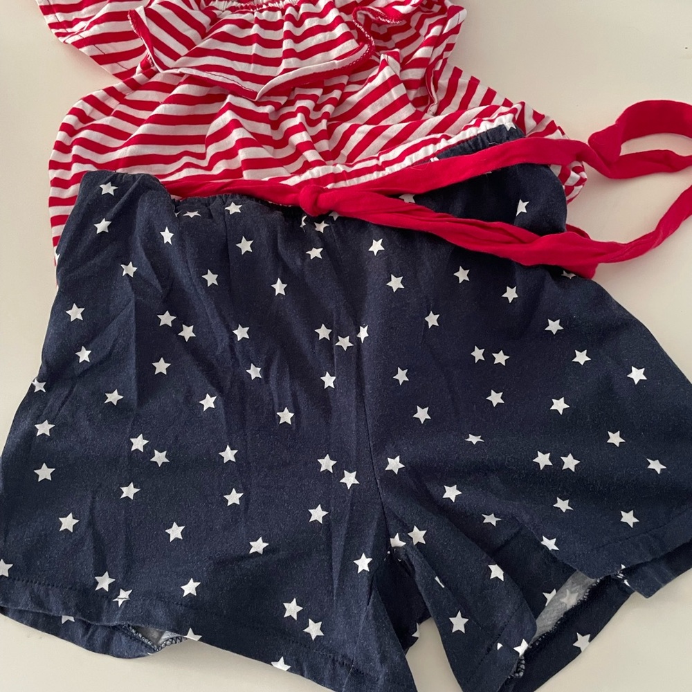 Red and White Striped Ruffle Romper - Picture 2 of 3